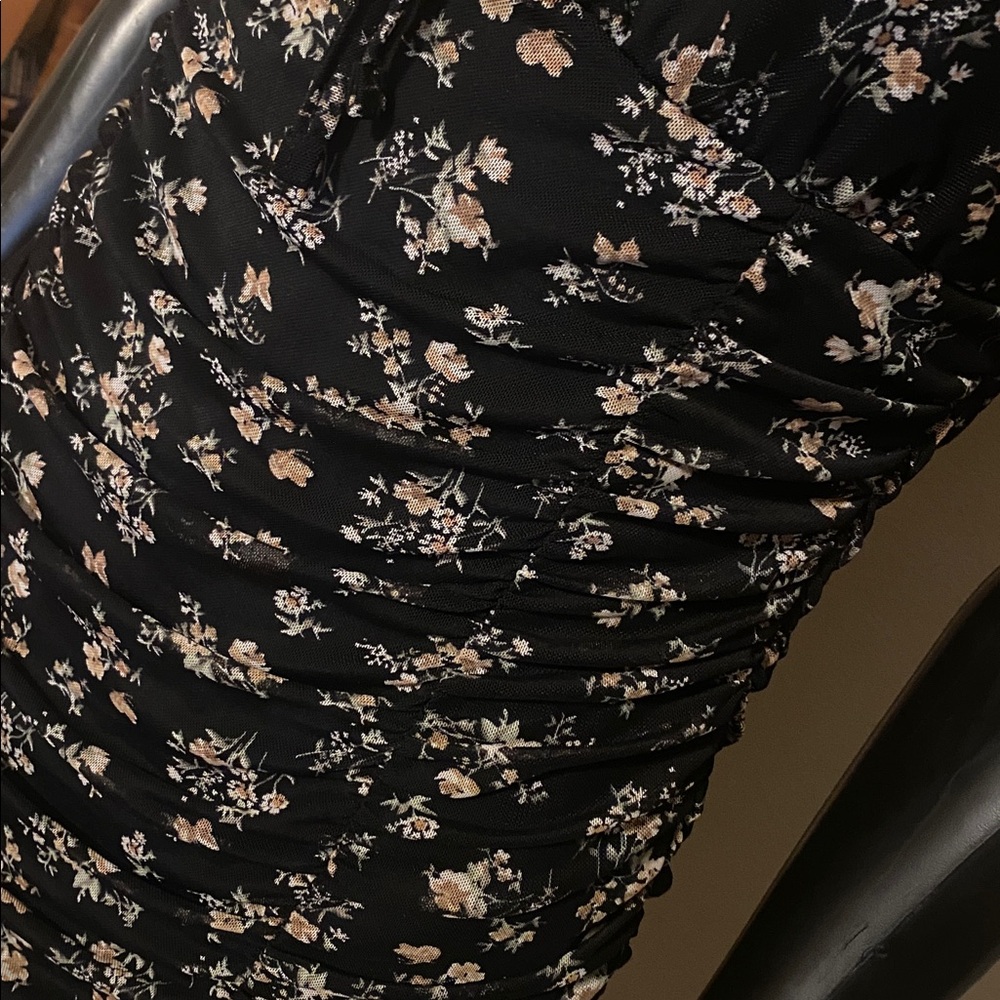 Chic Black Floral Mini Dress - Picture 10 of 12